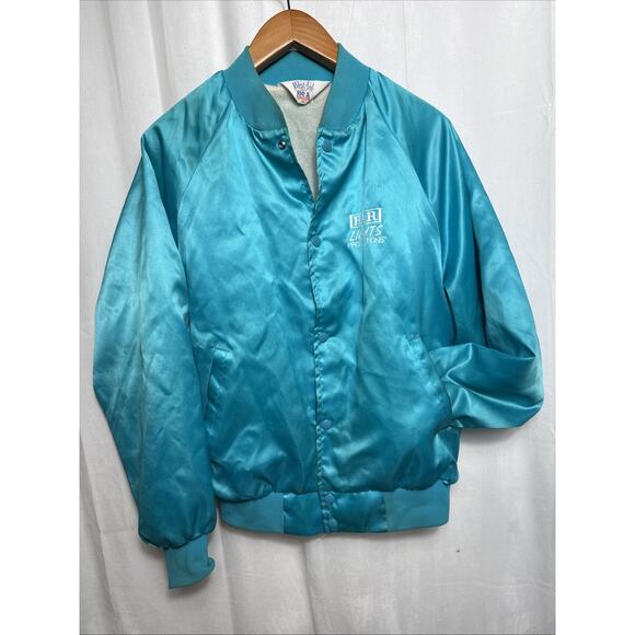 Vintage Turquoise Satin Jacket West Ark Southwestern Native Bar Lights Prod READ - Picture 4 of 14